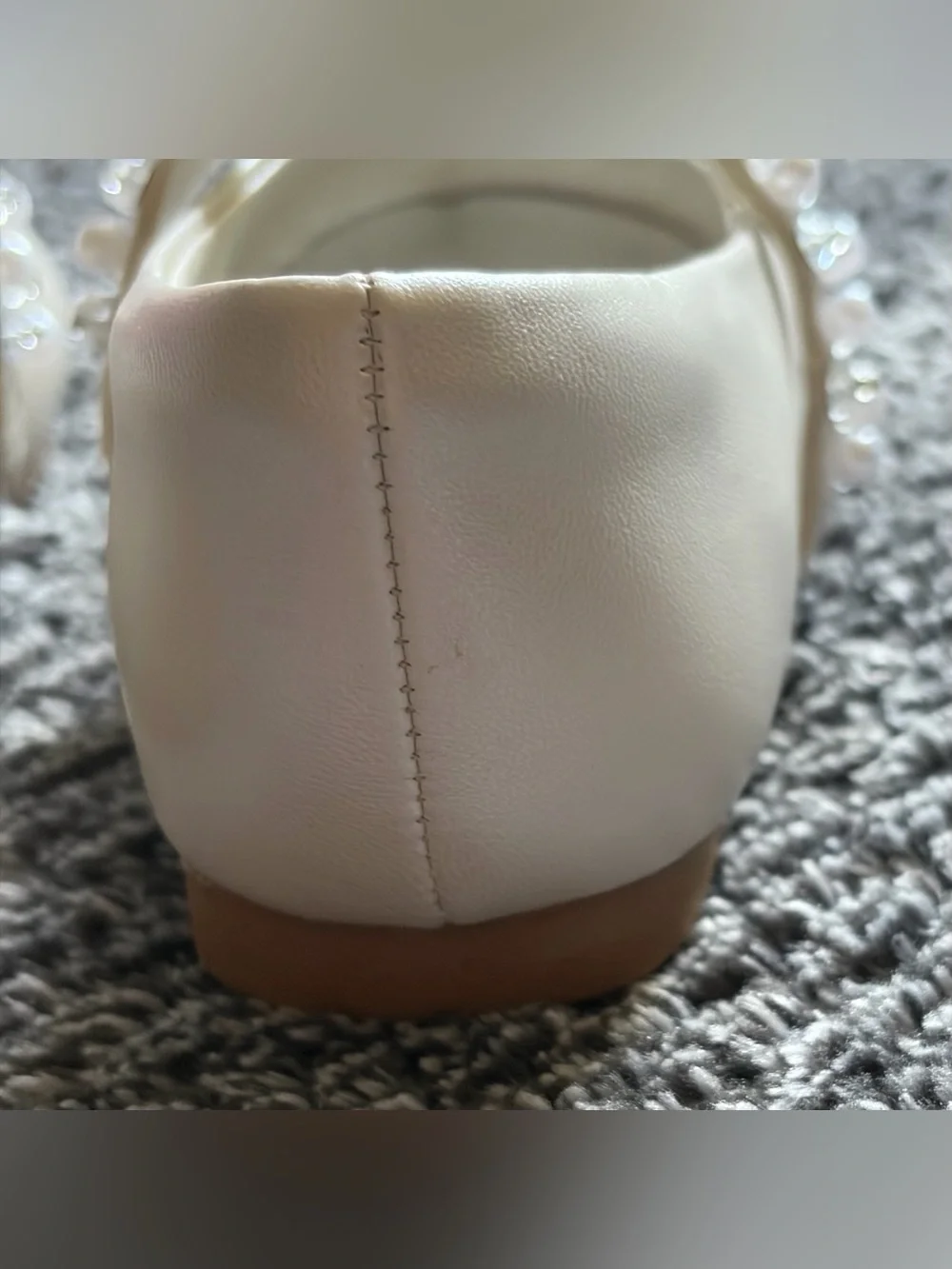 Dream Pairs Girls Size 5 Fashion Dress Flats - Ivory Slip On Rhinestone Shoes